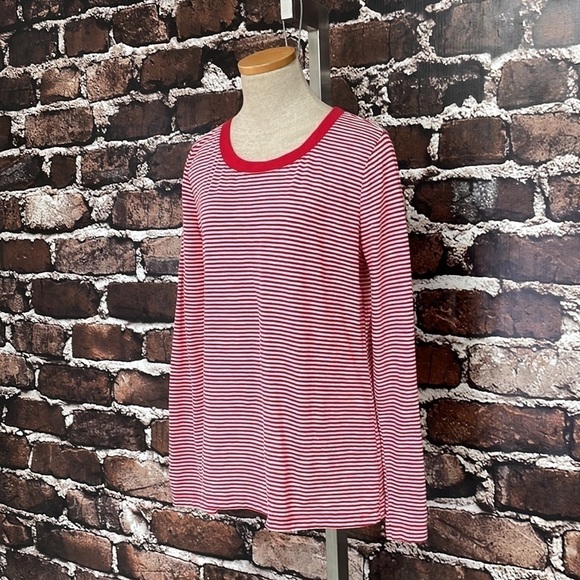 Spendid T-Shirt Long Sleeves Red White Stripes Button Back Size XXL - Picture 5 of 10